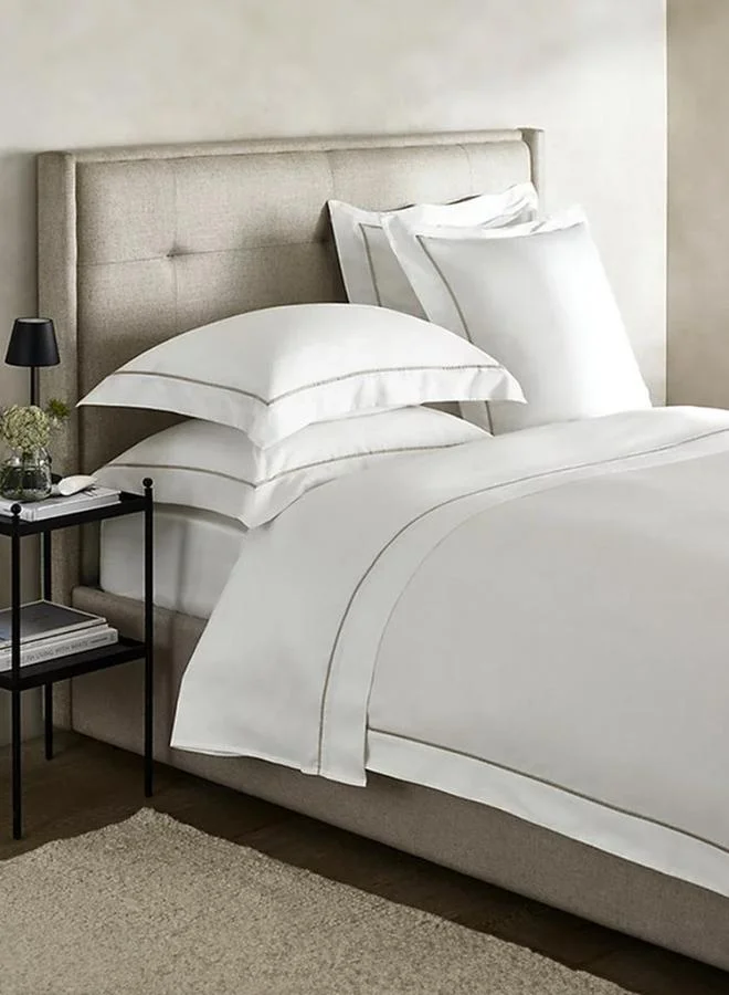 Mulberry Living 100% Cotton - 1000Tc Bedsheet Set King Size Flat Bedsheet With 2 Pillow Covers - White
