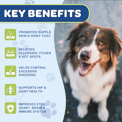 NATURE TARGET Omega 3 Fish Oil for Dogs, Salmon Oil for Skin & Coat Supplement with EPA & DHA Fatty Acids - Dog Itch & Allergy Relief, Anti Shedding, Hot Spots Treatment - Hip & Joint Support - 120ct - Image 4