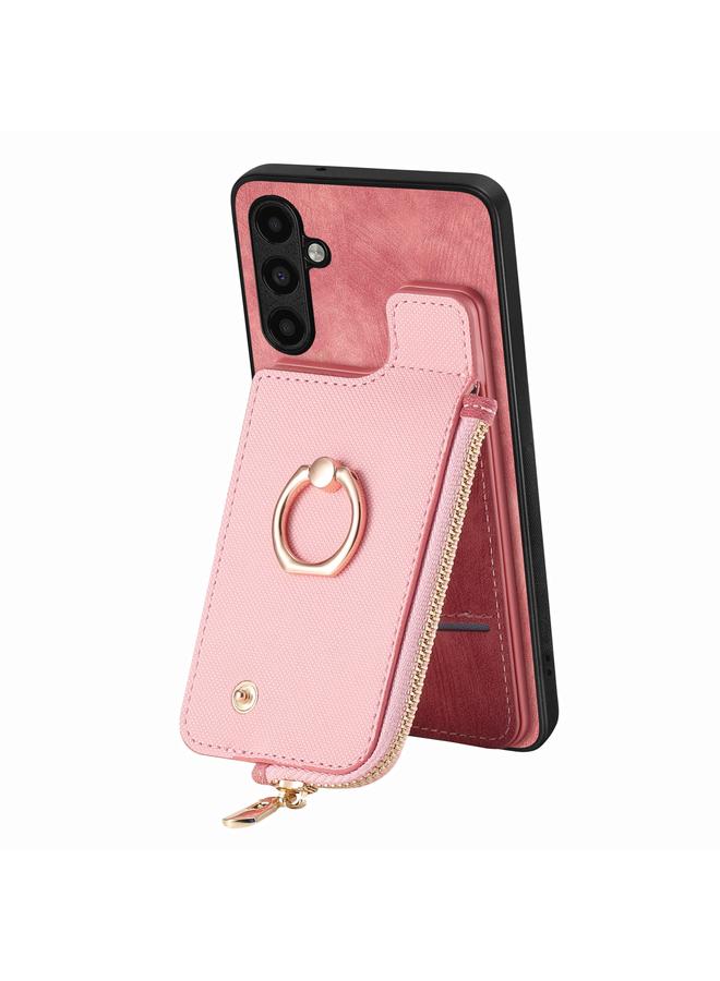 S-TOP Case For Samsung Galaxy A51 5G Cross Leather Ring Vertical Zipper Wallet Back Phone Case - Image 2