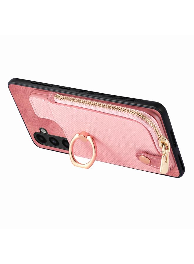 S-TOP Case For Samsung Galaxy A51 5G Cross Leather Ring Vertical Zipper Wallet Back Phone Case - Image 3