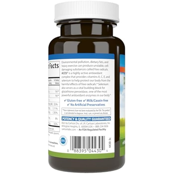 Carlson كارلسون - ACES، فيتامينات A، C، E + سيلينيوم، دعم الصحة الخلوية والمناعة، مضاد أكسدة، 50 كبسولة لينة - Image 3