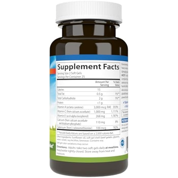 Carlson كارلسون - ACES، فيتامينات A، C، E + سيلينيوم، دعم الصحة الخلوية والمناعة، مضاد أكسدة، 50 كبسولة لينة - Image 2