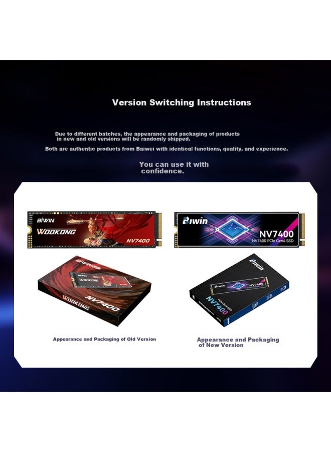 Biwin 4tb Ssd Solid State Drive M.2 Interface Nv7400 Selected 3d Tlc Particles Pcie 4.0 Read Speed 7400mb/s - Image 1