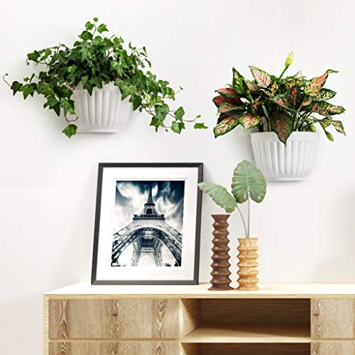 ORIMERC 2 Pack White Plastic Wall Hanging Planters for Indoor Plants Wall Hanging Plant Holder with Drainage Hole Balcony Planters Railing Hanging Pot Fence Vertical Living Wall Mount Decor with Hooks - Image 4