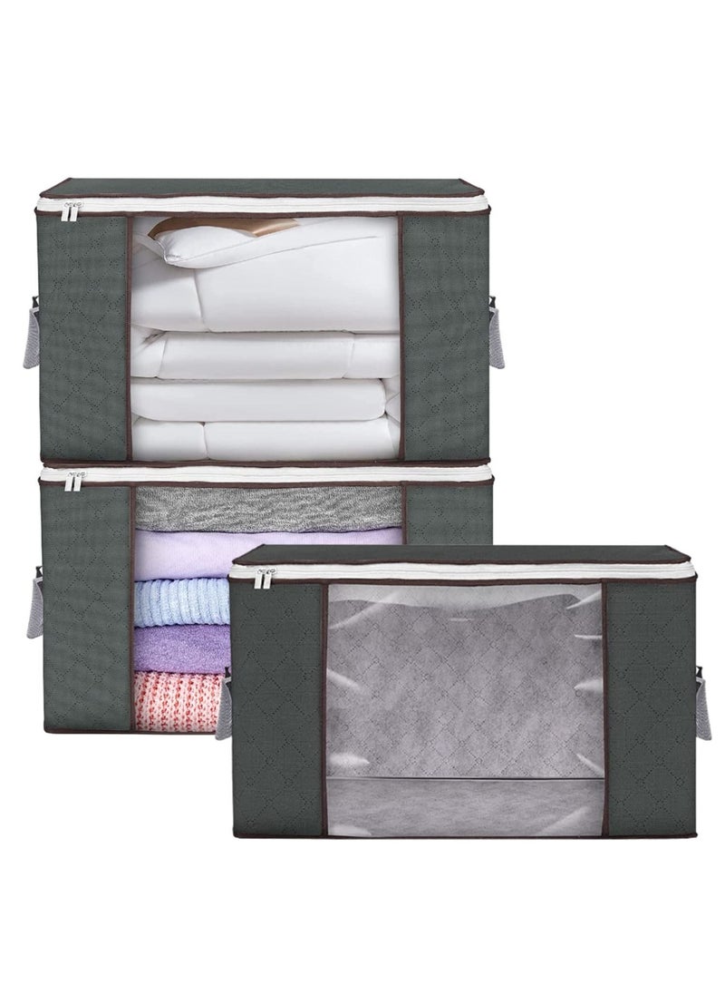 SKY-TOUCH - 3 Pieces Large Capacity Sized Bags Clothes Storage Organizers Foldable, durable, and space-saving with See-Through Window and Carry Handles - Image 1