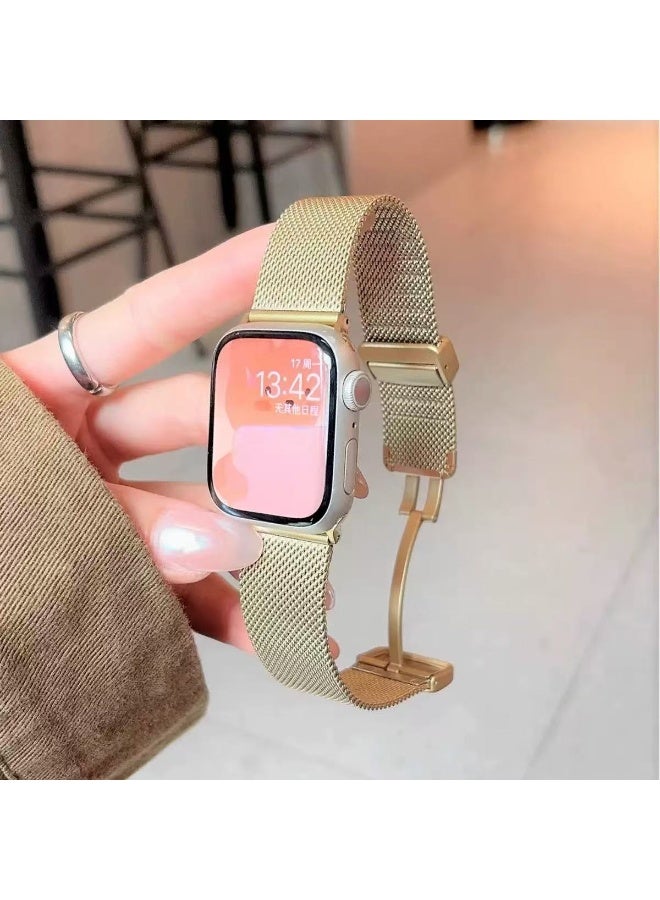 Watch Band Compatible for Apple Watch Series Band 42mm 44mm 45mm 46mm 49mm women, Genuine Leather Double Tour Designed Slim Replacement Strap for iWatch Series10 9 8 7 6 SE - Image 2