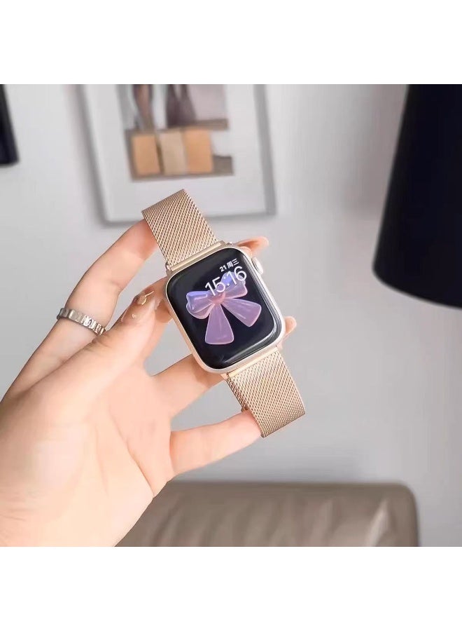 Watch Band Compatible for Apple Watch Series Band 42mm 44mm 45mm 46mm 49mm women, Genuine Leather Double Tour Designed Slim Replacement Strap for iWatch Series10 9 8 7 6 SE - Image 3