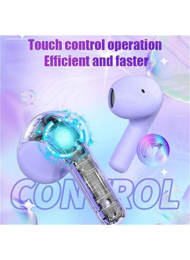 Generic - Purple True Wireless Earbuds Bluetooth Noise Cancelling Earbuds with Microphone Blue Tooth Ear Buds for Small Ears TWS Wireless Earphones Ear Buds in Ear Headphones for iPhone Android - Image 1