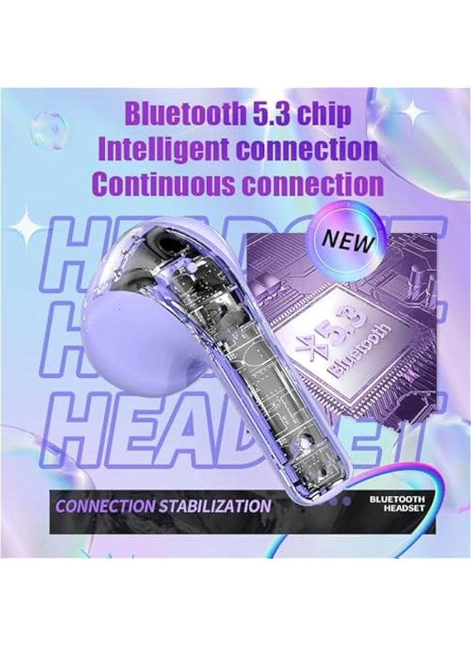 Generic - Purple True Wireless Earbuds Bluetooth Noise Cancelling Earbuds with Microphone Blue Tooth Ear Buds for Small Ears TWS Wireless Earphones Ear Buds in Ear Headphones for iPhone Android - Image 1