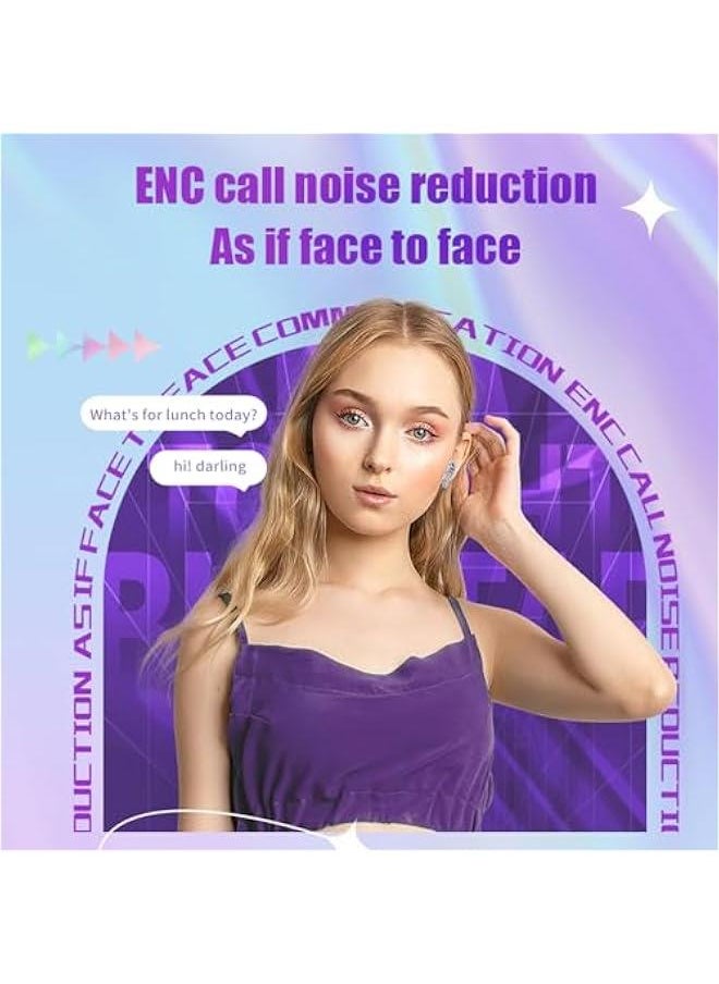 Generic - Purple True Wireless Earbuds Bluetooth Noise Cancelling Earbuds with Microphone Blue Tooth Ear Buds for Small Ears TWS Wireless Earphones Ear Buds in Ear Headphones for iPhone Android - Image 1