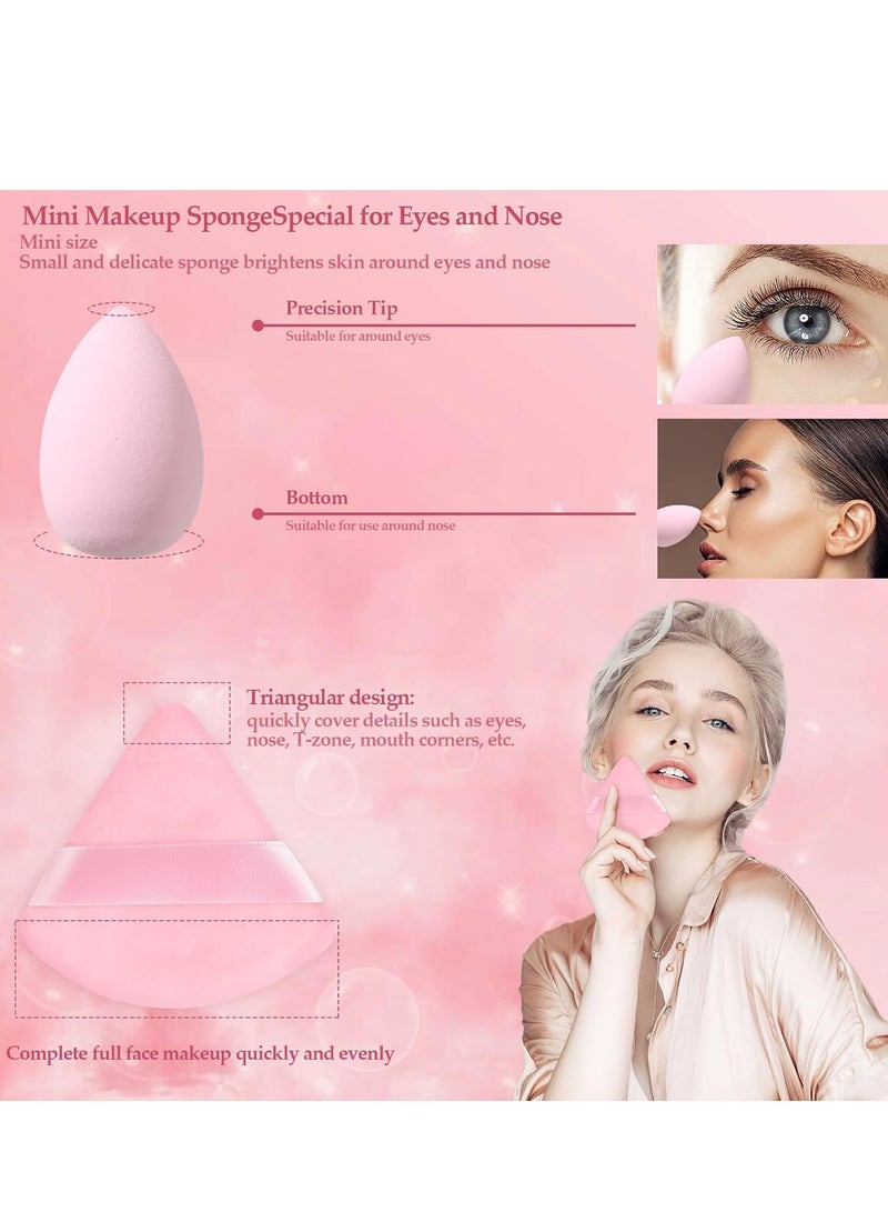 general 14 Pcs Makeup Sponge Set,Beauty Sponges Blender with 4 Pcs Powder Puff and 4 Pcs Mini Make up Sponges Valentine's Day,Mother's Day for Women Liquid,Foundation,Powder,Concealer,Cream Pink - Image 2