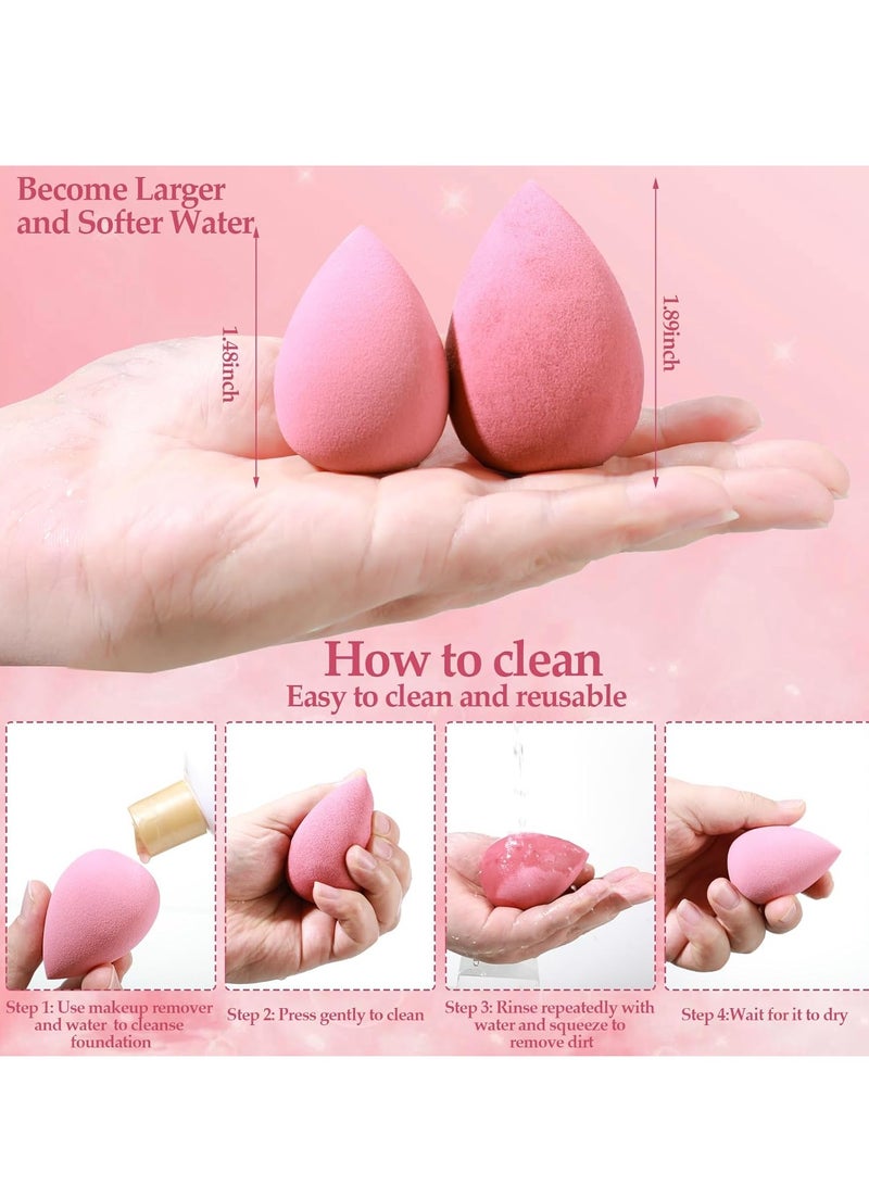 general 14 Pcs Makeup Sponge Set,Beauty Sponges Blender with 4 Pcs Powder Puff and 4 Pcs Mini Make up Sponges Valentine's Day,Mother's Day for Women Liquid,Foundation,Powder,Concealer,Cream Pink - Image 3