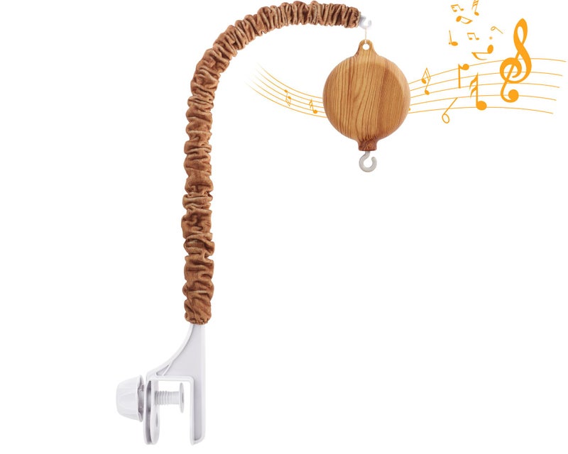 JILPAK Crib Mobile Arm with Music Box - Imitation Wood - 23 Inch Mobile Arm for Crib - Crib Mobile Motor Battery Operated - Volume Control - 9 Lullabies - Crib Toys Attachments - Holder for DIY Clamp Mobile - Image 1