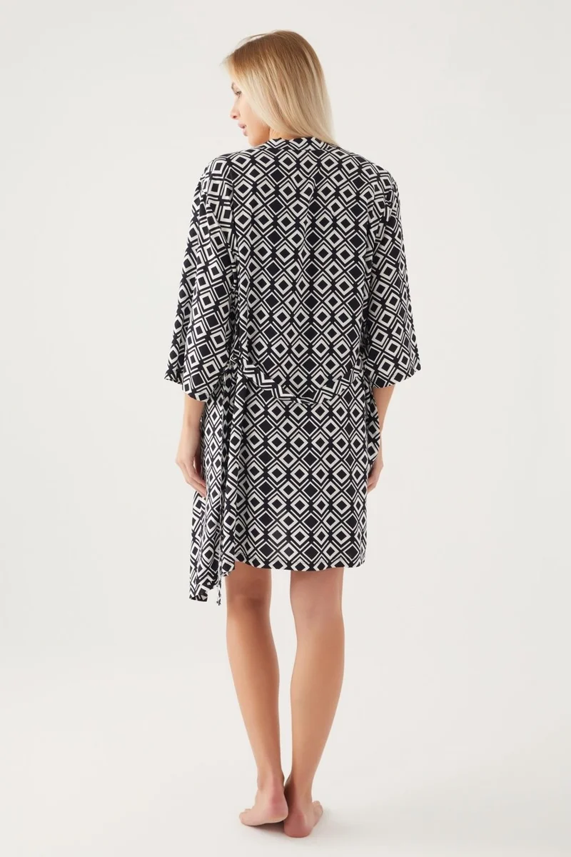 pierre cardin Geometric Patterned 3-Piece Dressing Gown Tank Top Shorts Set