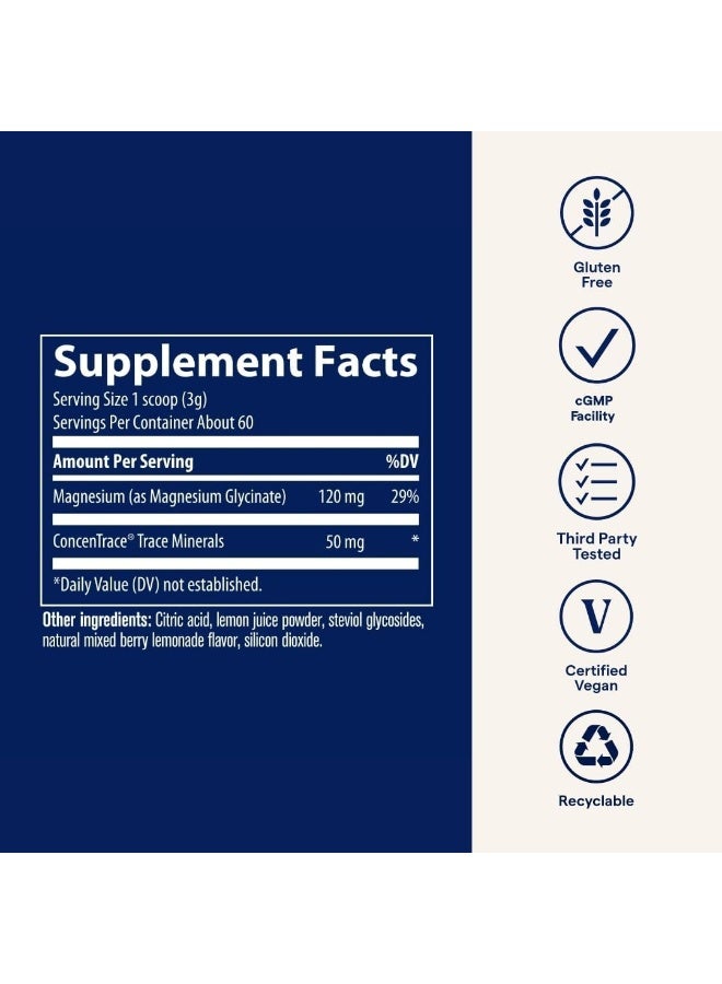 Trace Minerals مسحوق جليسينات المغنيسيوم 120 ملغ، عصير ليمون بالتوت المختلط 180 جرام - Image 5