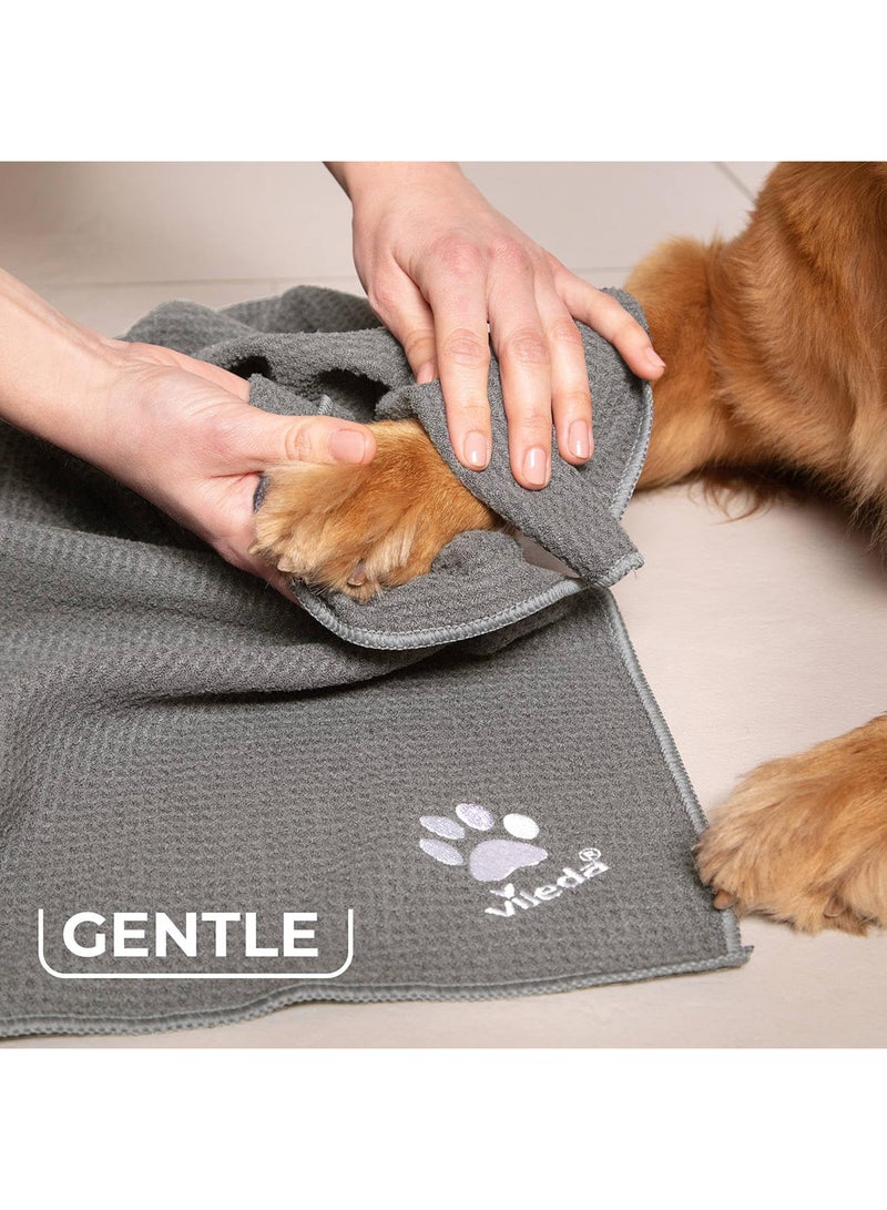 Vileda Vileda Pet Pro Microfiber Towel Suitable For Dogs And Cats, Waffle Structure For High Absorption, Soft Touch, Quick Dry, LARGE 65 X 100 Cm, Grey - Image 3