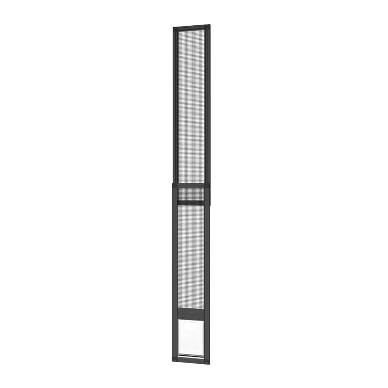 Hakuna Pets V2 Patio Pet Door Screen Insert Panel for Sliding Doors, Fits Door Track Min Ht 55.12" to Max Ht 84.25",UV Resistant Mesh, Locking Magnetic Dog Door, Easy Install and Removal,Small,Black - Image 1