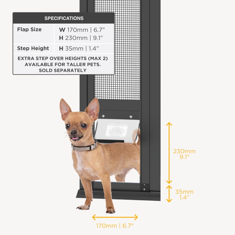 Hakuna Pets V2 Patio Pet Door Screen Insert Panel for Sliding Doors, Fits Door Track Min Ht 55.12" to Max Ht 84.25",UV Resistant Mesh, Locking Magnetic Dog Door, Easy Install and Removal,Small,Black - Image 2