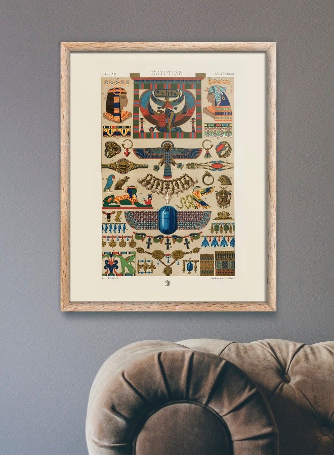 ALBERT RACINET - Egyptian Pattern Lithograph from 'L'ornement Polychrome' - A4 A3 A2 Hi Res Giclée Art Print, also available Framed - Image 1