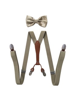 Generic Fashionable Trendy Unisex Elastic Adjustable Suspenders Anti-slip Universal Bib Pants For Adults Kids Loose Fitting Khaki 
