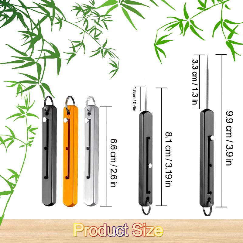 SOLARAE Portable Titanium Toothpick Set, Retractable Reusable Metal Pocket Toothpicks with Stainless Steel Toothpick Holder Keychain, 3 Section Telescopic Travel Camping Toothpick, 3 Pieces - Image 3