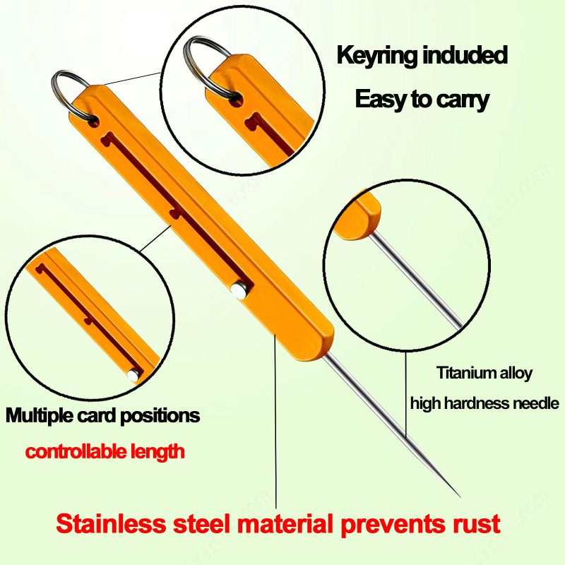 SOLARAE Portable Titanium Toothpick Set, Retractable Reusable Metal Pocket Toothpicks with Stainless Steel Toothpick Holder Keychain, 3 Section Telescopic Travel Camping Toothpick, 3 Pieces - Image 2