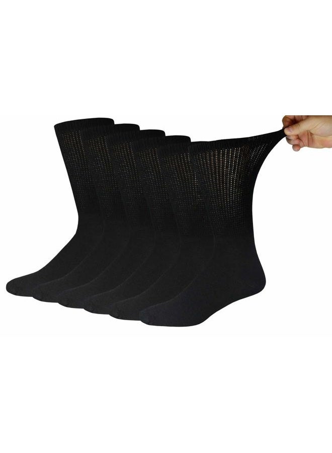 Brooklyn Socks 6 Pairs of Diabetic Neuropathy Crew (10-13, Black) - Image 1