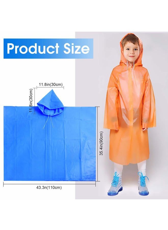 FISHOAKY Ponchos for Kids, Disposable Rain Ponchos Multi-Colored Raincoat for Camping Hiking Traveling Backpacking for Boys Girls, 4 Pack - Image 2