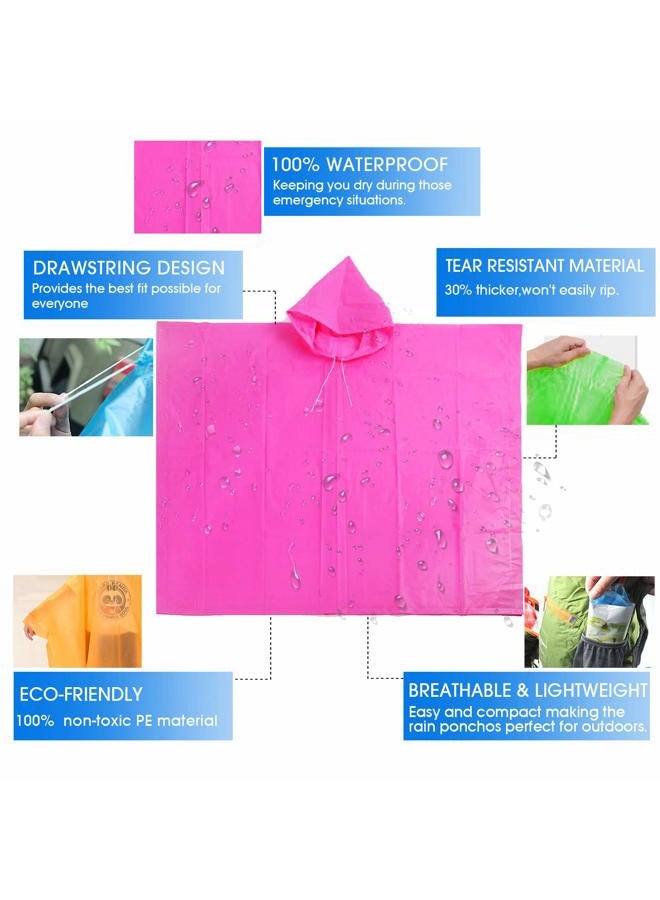 FISHOAKY Ponchos for Kids, Disposable Rain Ponchos Multi-Colored Raincoat for Camping Hiking Traveling Backpacking for Boys Girls, 4 Pack - Image 4