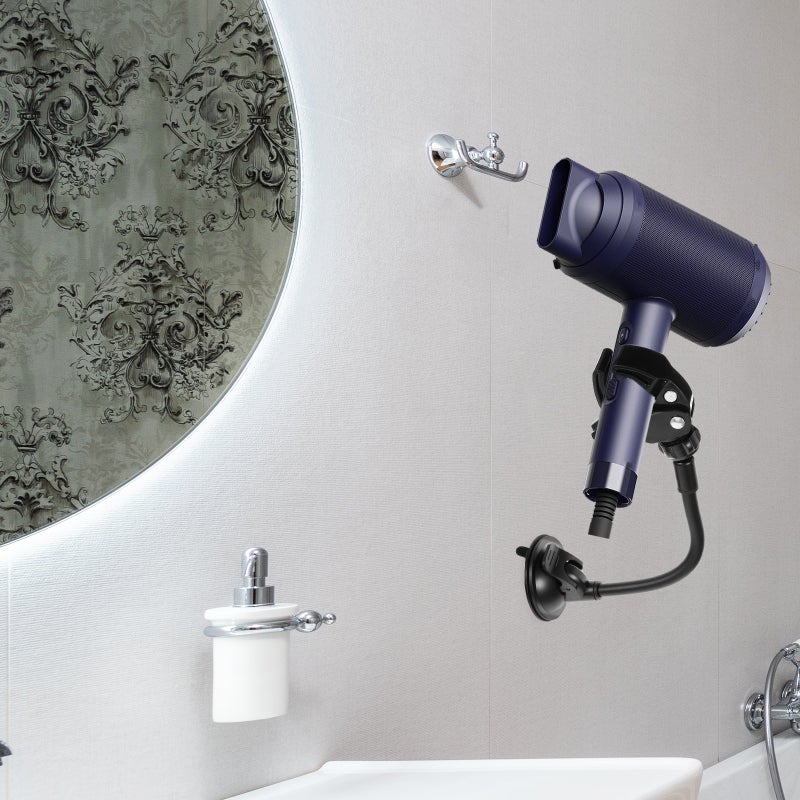 Hair Dryer Stand Hands Free Wall, Suction Cup Mount for Bathroom Storage - Image 4