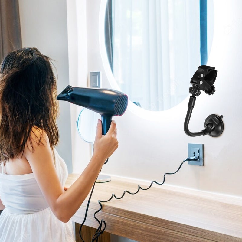 Hair Dryer Stand Hands Free Wall, Suction Cup Mount for Bathroom Storage - Image 5