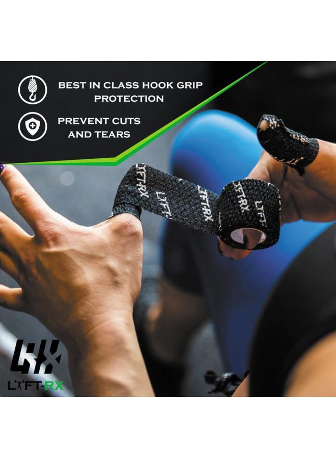 LYFT-RX Weightlifting Hook Grip Tape Premium Adhesive Stretch Athletic Tape Sticky, Stretchy, Easy Tear, Thumb Tape for Olympic Weight Lifting, WOD, Hookgrip, Fingers & Thumbs Wrap - Black, 3-PACK - Image 2