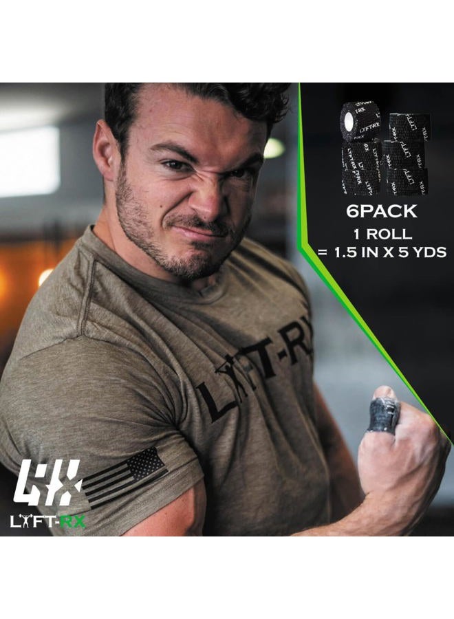 LYFT-RX Weightlifting Hook Grip Tape Premium Adhesive Stretch Athletic Tape Sticky, Stretchy, Easy Tear, Thumb Tape for Olympic Weight Lifting, WOD, Hookgrip, Fingers & Thumbs Wrap - Black, 3-PACK - Image 4