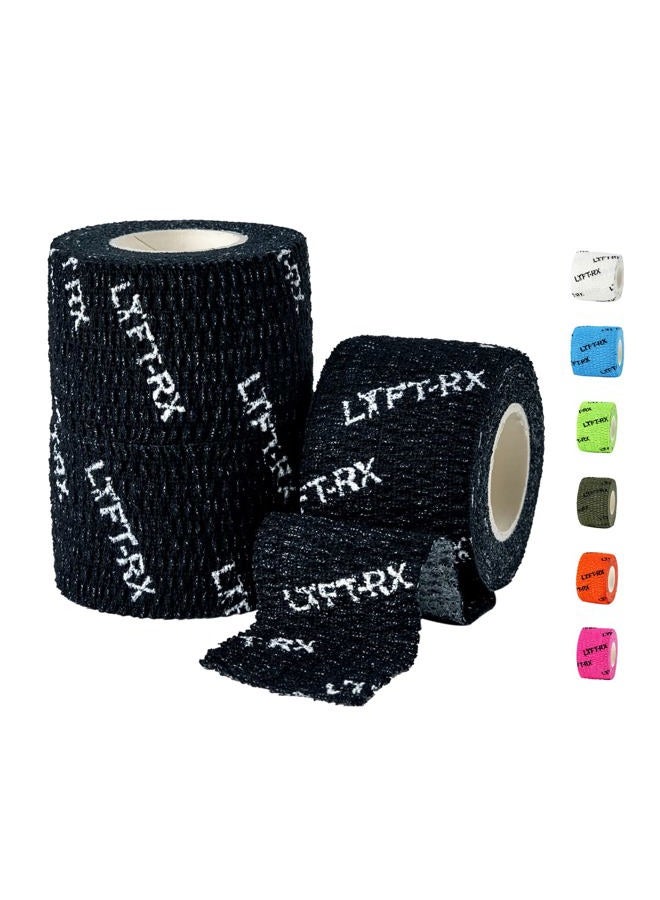 LYFT-RX Weightlifting Hook Grip Tape Premium Adhesive Stretch Athletic Tape Sticky, Stretchy, Easy Tear, Thumb Tape for Olympic Weight Lifting, WOD, Hookgrip, Fingers & Thumbs Wrap - Black, 3-PACK - Image 1