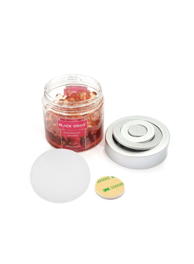 BLACK ODOR BO-10 Car Air Freshener Fragrance Spheres Strawberry 130g Long Lasting Gel Perfume for Car Dashboard Cup Holder Home Office Use - Image 3