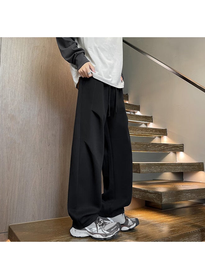 Poum High Street American-style Pants For Men, Spring And Summer Simple Straight-leg Wide-leg Cargo Trousers Kj8113 Black 4XL - Image 2