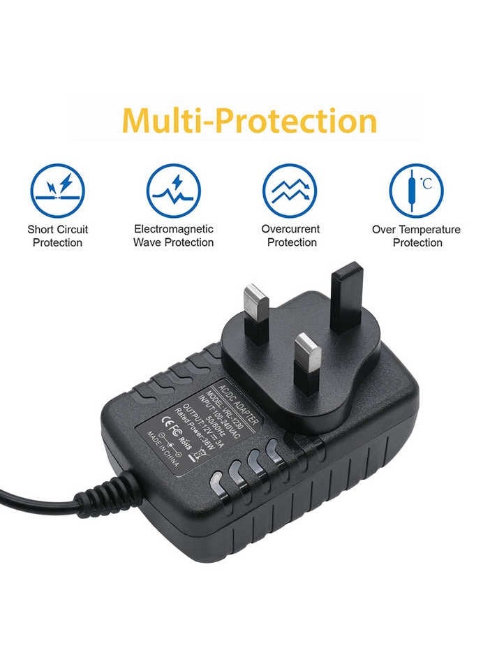 fujistar Adaptor FS-12020-2A - 12V 1A Power Adapter UK Plug - AC/DC Wall Charger for LED Strip CCTV Camera Router and More - High-Quality Transformer with 5.5mm Barrel Connector  - Image 2