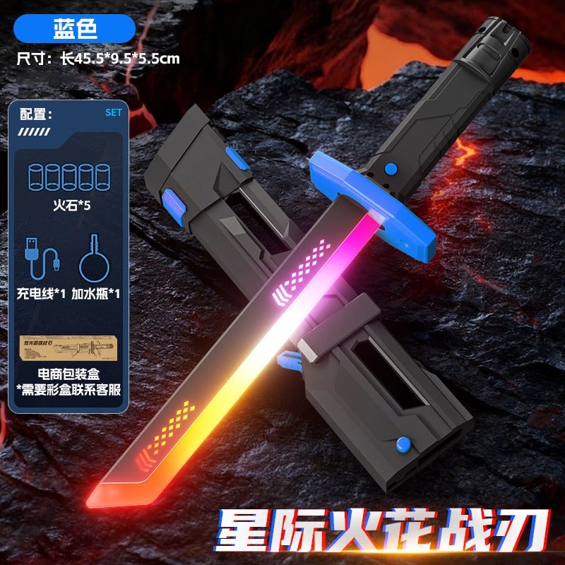 لعبة سيف ضوئي متوهج دوار بشفرتين ليزر للأطفال والكبار، قابل للشحن عبر USB، بإضاءة LED