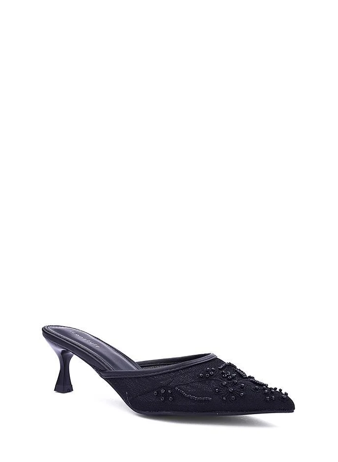 IconStyle Womens floral embroidered heeled mules