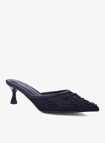 IconStyle Womens floral embroidered heeled mules
