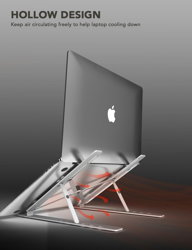 PHOCAR Portable Laptop Stand for Desk with 6 Adjustable Angles, Ergonomic, Anti-slip & Anti-scratch, Aluminum Foldable MacBook Stand Compatible with MacBook Air, Pro, and All 13" to 15.7" Laptops - Image 4