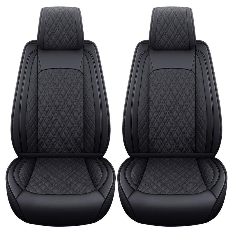 YIERTAI Car Seat Covers Compatible with Dodge Ram Custom Fit 20092025 1500 2500 3500 Pickup Mega Cab Limited Longhorn Laramie Bighorn Waterproof Leather Seat Protectors 2 PCS Front Black