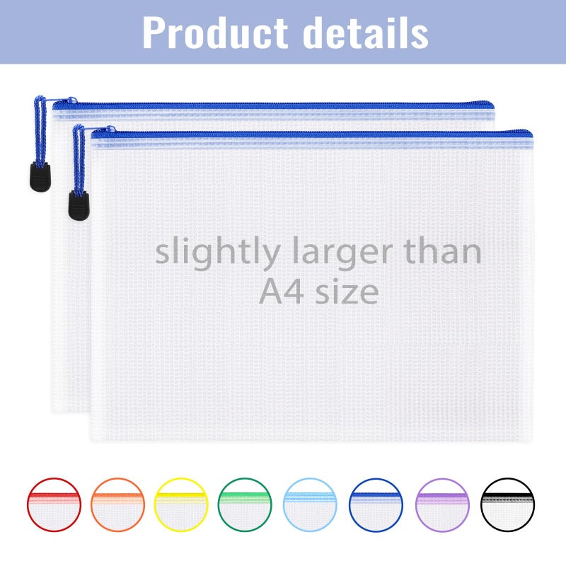 EOOUT 24pcs A4 Zipper Pouch Bags, Mesh Pouch Bags with Labels for Board Games & Puzzles Supplies, Waterproof Document Zipper Cases for School Toys Office Cosmetics Travel Storage,8 Colors - Image 3