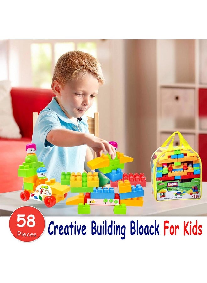 FunBlast FunBlast Building Blocks for Kids - DIY Plastic Building Blocks for Kids Puzzle Games for Kids, Toys for Children Educational & Learning Toy for 3+ Years Kids, Girls & Boys (58 Pcs-Multicolor)  - Image 5