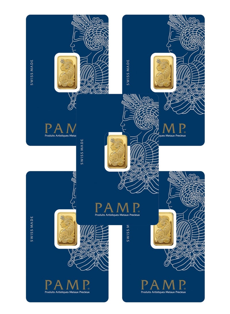 بامب مجموعة من 5 قطع - سبائك ذهب بامب 5 جرام عيار 24 قيراط (999.9 ذهب نقي) - مع فاتورة - Image 1