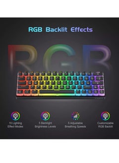 Tezarre TK63 3 Mode Wireless, Bluetooth, Wired RGB Keyboard - Hot Swappable Optical Gateron Brown Switch - Pudding Keycaps (Black)  - Image 4