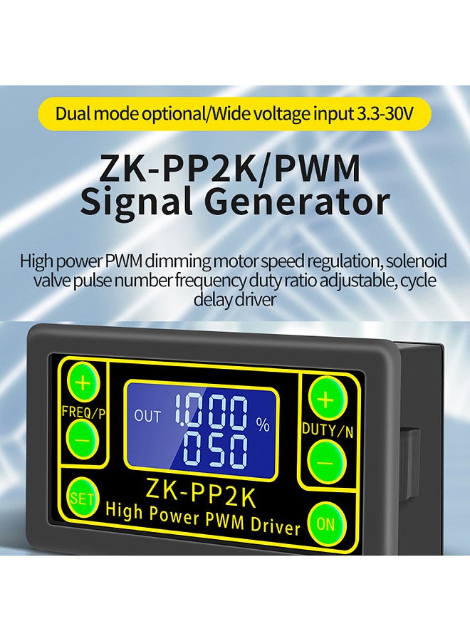 ZK-PP2K Signal Generator PWM Pulse Generator LED Stepper Motor Solenoid Valves Driver Delay with Time Pulse Width Frequency Duty Cycle Adjustment Functions