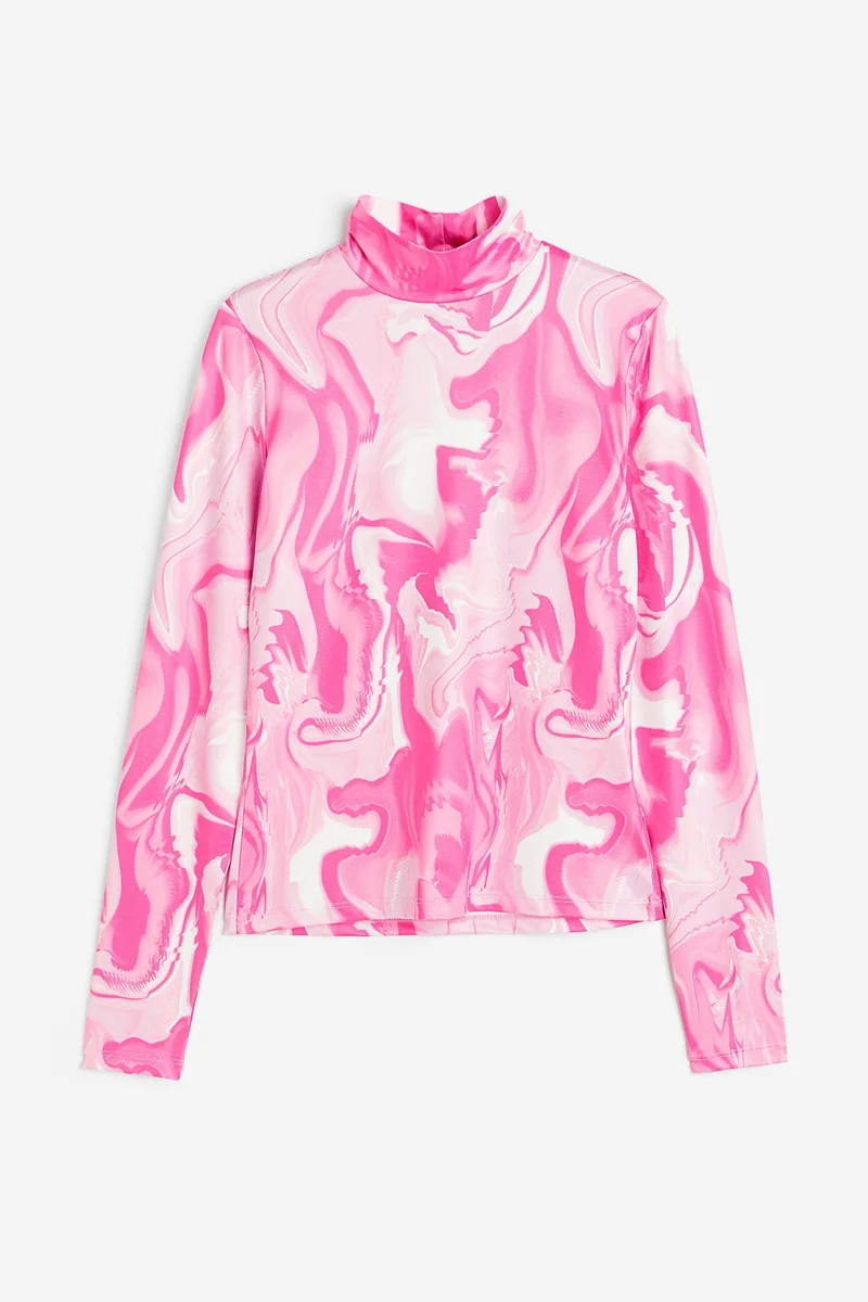 H&M High Neck Floral Print Top