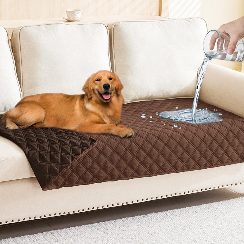Smiry Waterproof Dog Bed Cover Pet Blanket Soft Washable Dog Blanket for Furniture Bed Couch Sofa Reversible Checkered 30x70 BrownChocolate - Image 2