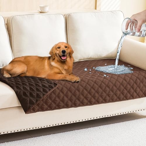 Smiry Waterproof Dog Bed Cover Pet Blanket Soft Washable Dog Blanket for Furniture Bed Couch Sofa Reversible Checkered 30x70 BrownChocolate - Image 1